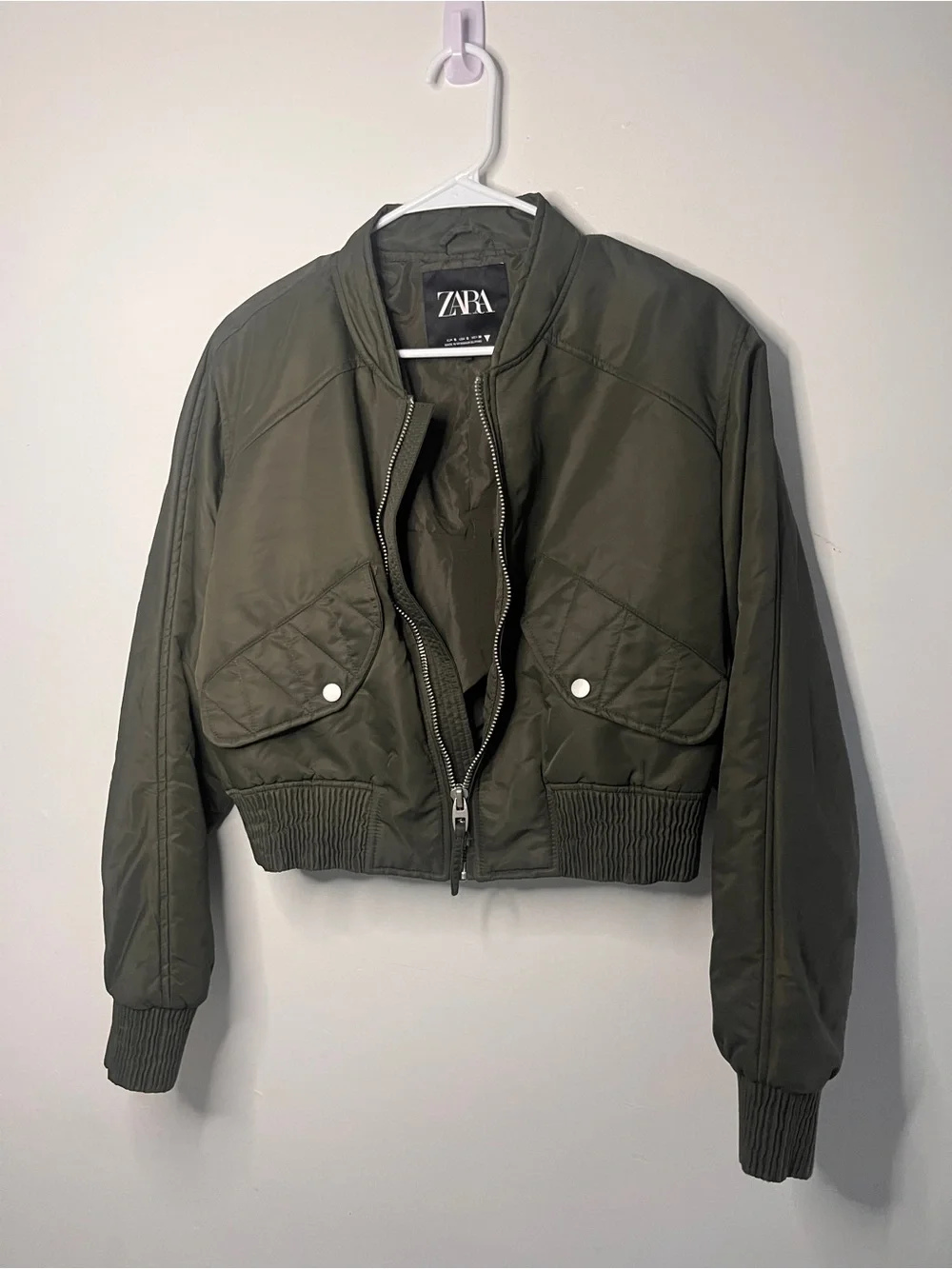 Zara Cropped Bomber Jacket NWOT SIZE S - Picture 8 of 10